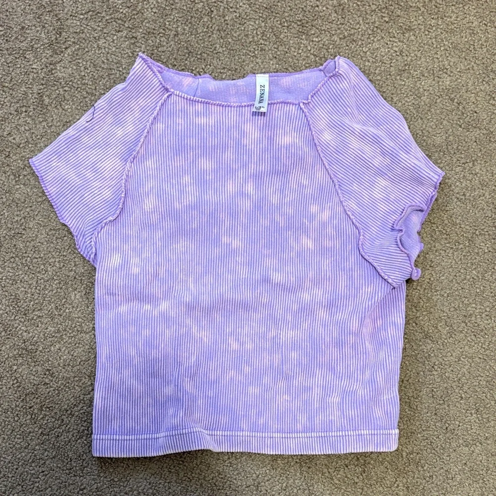 Lavender Ribbed Short Sleeve Tee - Picture 1 of 1